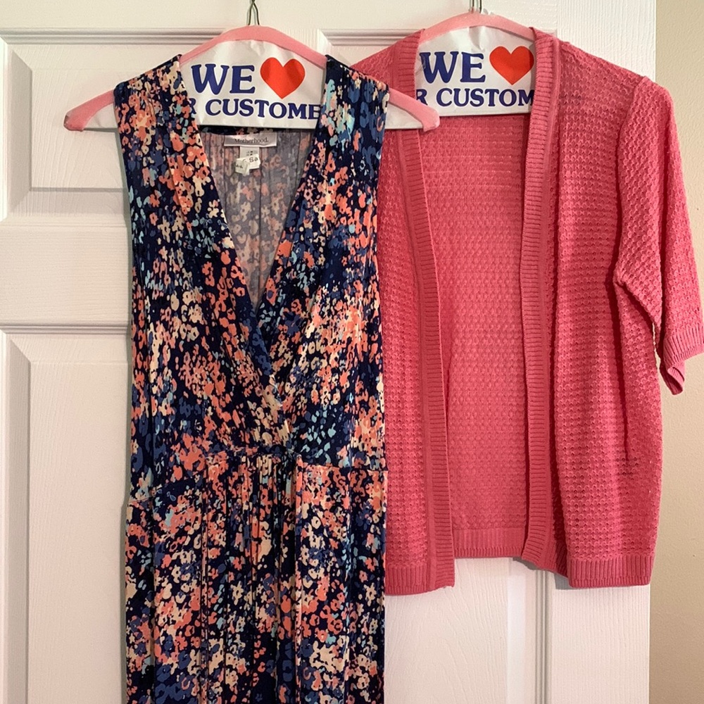 Motherhood maternity maxi dress with cover.